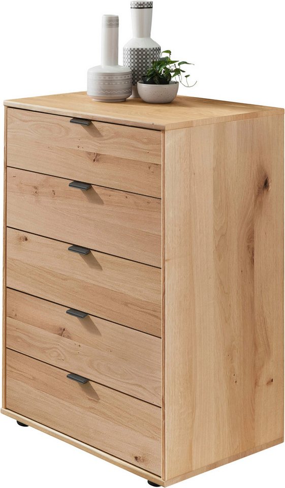 WIEMANN Schubkastenkommode Cardiff Sideboard, Wäscheschrank, teilmassiv Bianco-Eiche, Schubladen (Glas- oder Massivholzfront, verschiedene Breiten, MADE IN GERMANY), Schubkästen inklusive Selbsteinzug und Dämpfung von WIEMANN