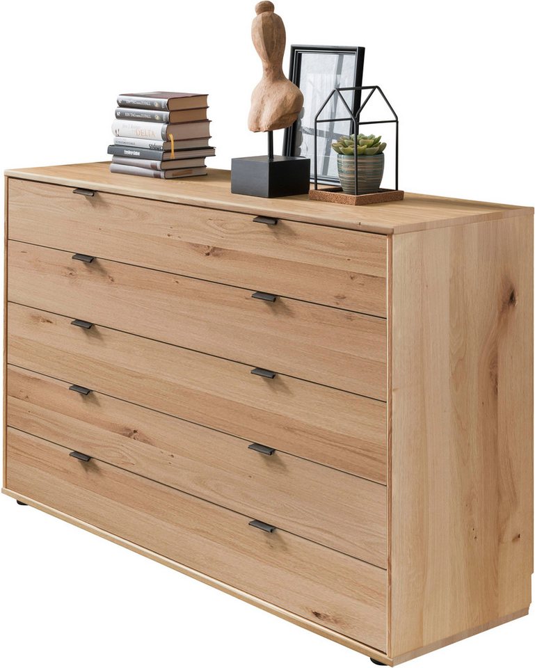 WIEMANN Schubkastenkommode Cardiff Sideboard, Wäscheschrank, teilmassiv Bianco-Eiche, Schubladen (Glas- oder Massivholzfront, verschiedene Breiten, MADE IN GERMANY), Schubkästen inklusive Selbsteinzug und Dämpfung von WIEMANN