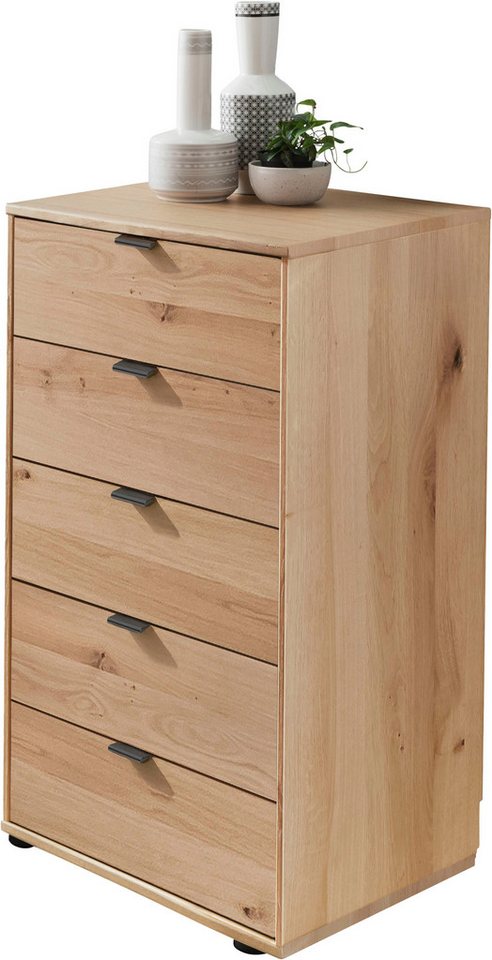 WIEMANN Schubkastenkommode Cardiff Sideboard, Wäscheschrank, teilmassiv Bianco-Eiche, Schubladen (Glas- oder Massivholzfront, verschiedene Breiten, MADE IN GERMANY), Schubkästen inklusive Selbsteinzug und Dämpfung von WIEMANN