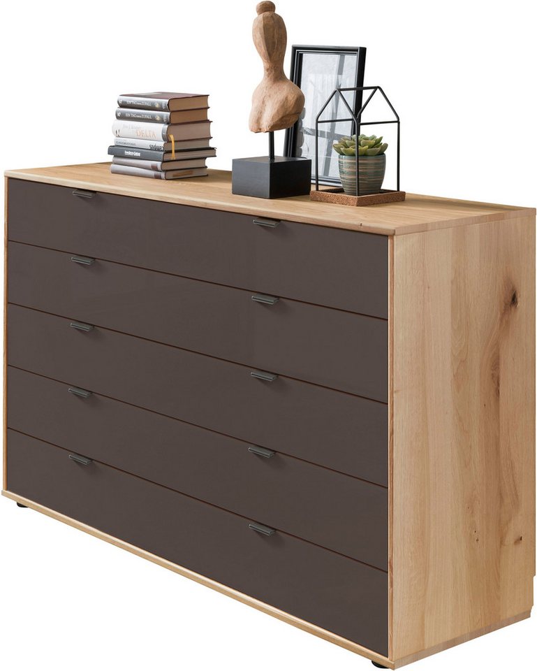 WIEMANN Schubkastenkommode Cardiff Sideboard, Wäscheschrank, teilmassiv Bianco-Eiche, Schubladen (Glas- oder Massivholzfront, verschiedene Breiten, MADE IN GERMANY), Schubkästen inklusive Selbsteinzug und Dämpfung von WIEMANN