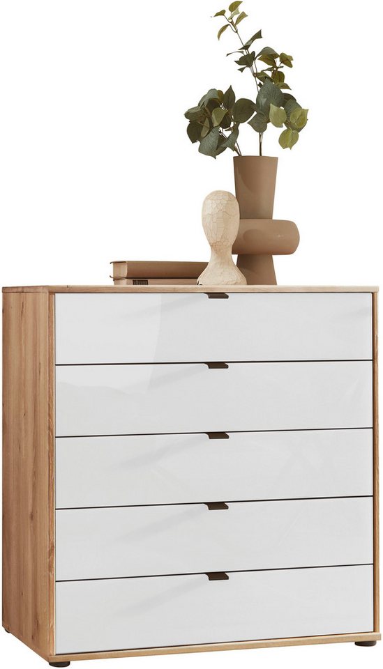 WIEMANN Schubkastenkommode Cardiff Sideboard, Wäscheschrank, teilmassiv Bianco-Eiche, Schubladen (Glas- oder Massivholzfront, verschiedene Breiten, MADE IN GERMANY), Schubkästen inklusive Selbsteinzug und Dämpfung von WIEMANN