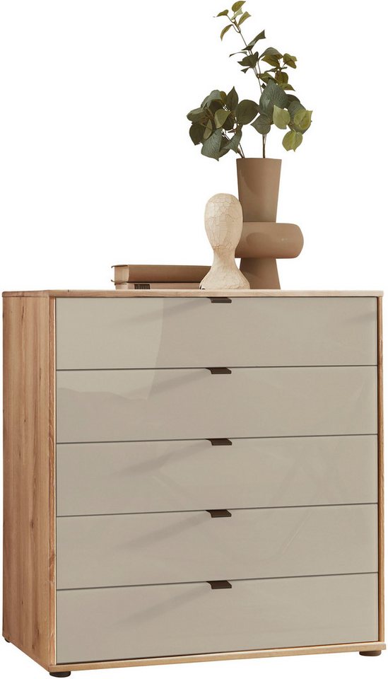 WIEMANN Schubkastenkommode Cardiff Sideboard, Wäscheschrank, teilmassiv Bianco-Eiche, Schubladen (Glas- oder Massivholzfront, verschiedene Breiten, MADE IN GERMANY), Schubkästen inklusive Selbsteinzug und Dämpfung von WIEMANN