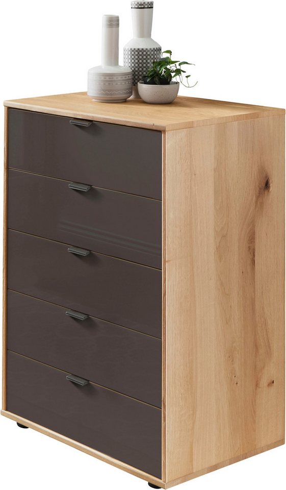 WIEMANN Schubkastenkommode Cardiff Sideboard, Wäscheschrank, teilmassiv Bianco-Eiche, Schubladen (Glas- oder Massivholzfront, verschiedene Breiten, MADE IN GERMANY), Schubkästen inklusive Selbsteinzug und Dämpfung von WIEMANN