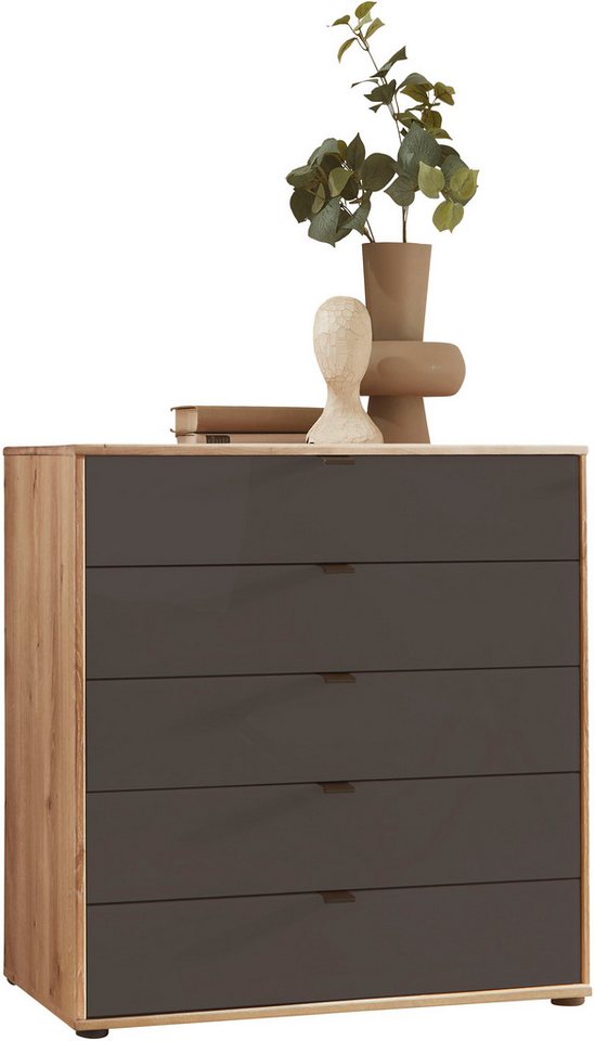 WIEMANN Schubkastenkommode Cardiff Sideboard, Wäscheschrank, teilmassiv Bianco-Eiche, Schubladen (Glas- oder Massivholzfront, verschiedene Breiten, MADE IN GERMANY), Schubkästen inklusive Selbsteinzug und Dämpfung von WIEMANN