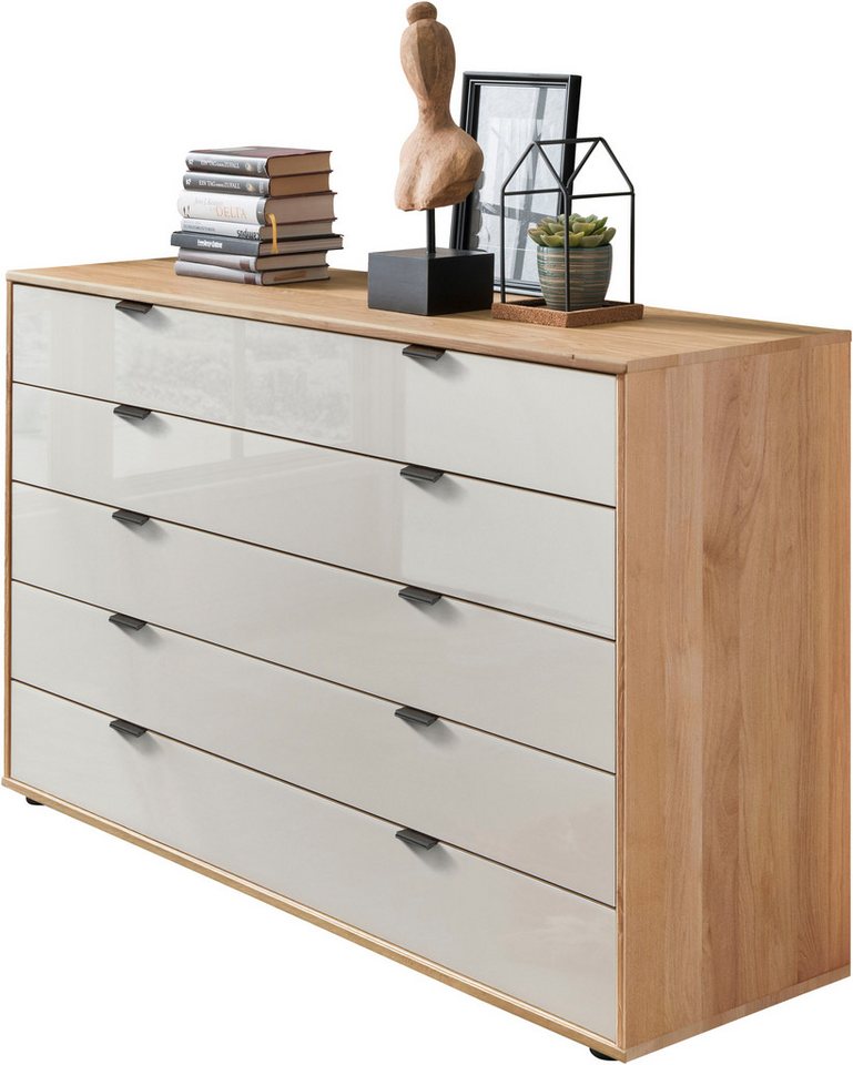 WIEMANN Schubkastenkommode Cardiff Sideboard, Wäscheschrank, teilmassiv Erle, mit Schubladen (Glas- oder Massivholzfront, verschiedene Breiten, MADE IN GERMANY), Schubkästen inklusive Selbsteinzug und Dämpfung von WIEMANN