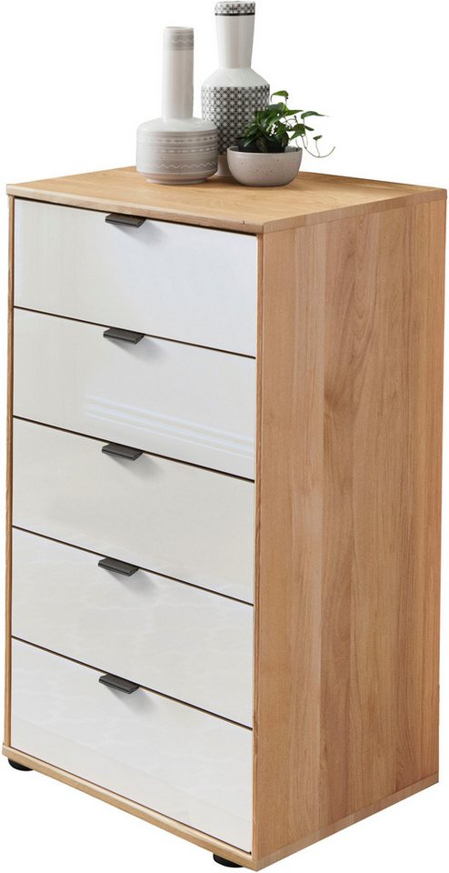 WIEMANN Schubkastenkommode Cardiff Sideboard, Wäscheschrank, teilmassiv Erle, mit Schubladen (Glas- oder Massivholzfront, verschiedene Breiten, MADE IN GERMANY), Schubkästen inklusive Selbsteinzug und Dämpfung von WIEMANN