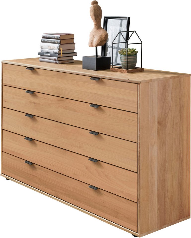 WIEMANN Schubkastenkommode Cardiff Sideboard, Wäscheschrank, teilmassiv Erle, mit Schubladen (Glas- oder Massivholzfront, verschiedene Breiten, MADE IN GERMANY), Schubkästen inklusive Selbsteinzug und Dämpfung von WIEMANN