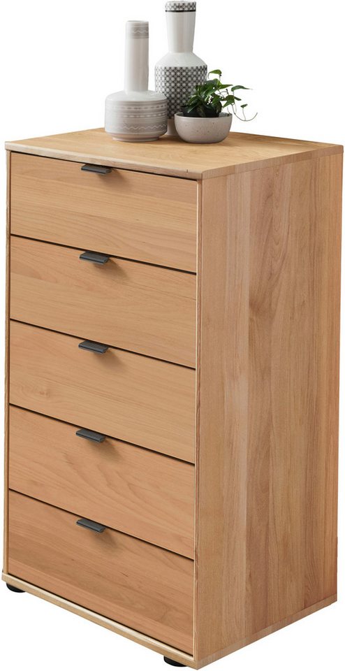 WIEMANN Schubkastenkommode Cardiff Sideboard, Wäscheschrank, teilmassiv Erle, mit Schubladen (Glas- oder Massivholzfront, verschiedene Breiten, MADE IN GERMANY), Schubkästen inklusive Selbsteinzug und Dämpfung von WIEMANN
