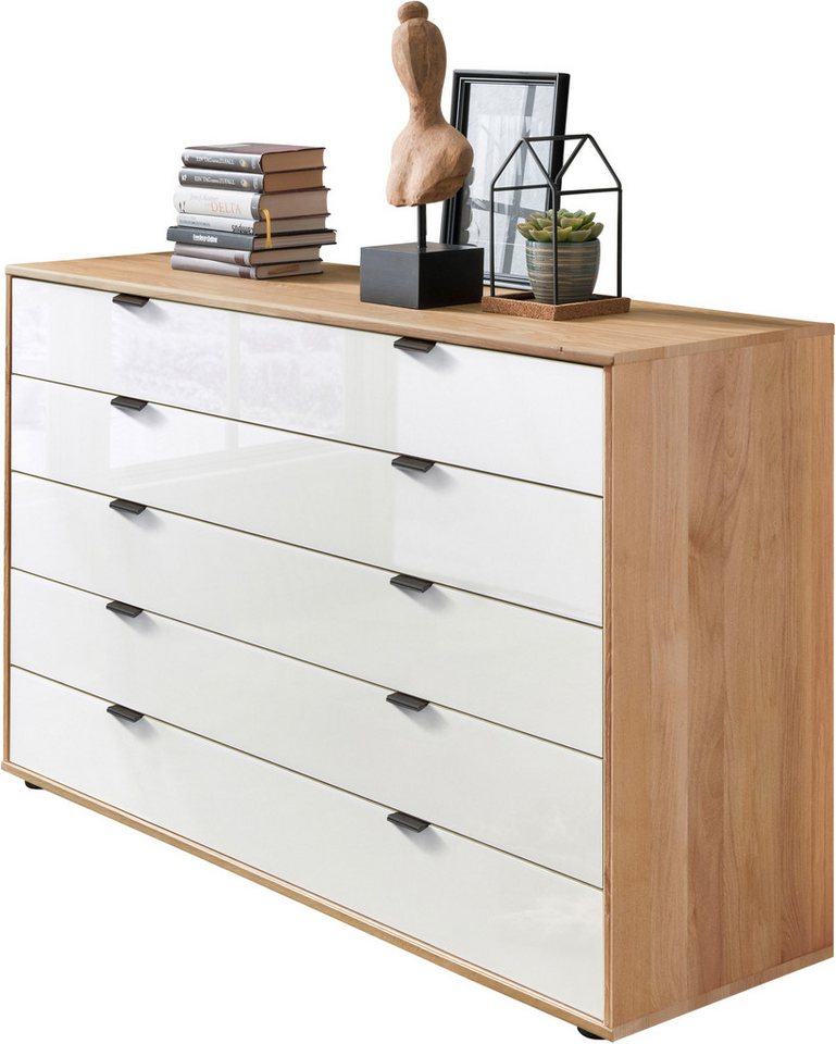 WIEMANN Schubkastenkommode Cardiff Sideboard, Wäscheschrank, teilmassiv Erle, mit Schubladen (Glas- oder Massivholzfront, verschiedene Breiten, MADE IN GERMANY), Schubkästen inklusive Selbsteinzug und Dämpfung von WIEMANN