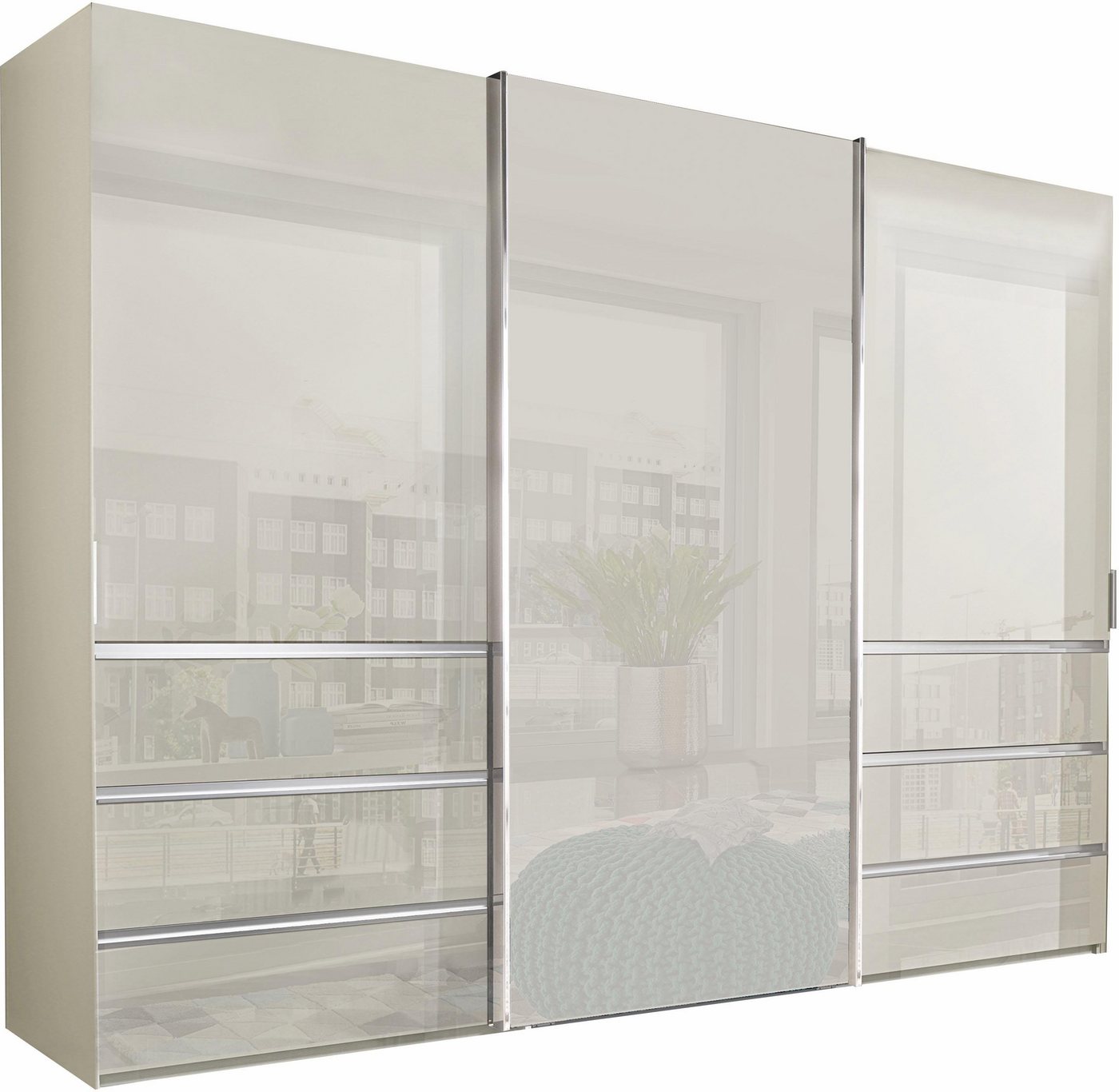 WIEMANN Schwebetürenschrank Malibu, stilvolles Design, Made in Germany mit Glasfront, in verschiedenen Breiten, Schubladen mit Selbsteinzug von WIEMANN