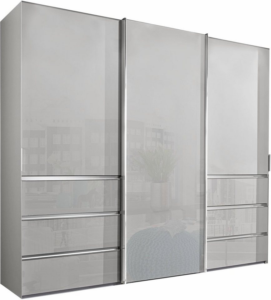 WIEMANN Schwebetürenschrank Malibu, stilvolles Design, Made in Germany mit Glasfront, in verschiedenen Breiten, Schubladen mit Selbsteinzug von WIEMANN