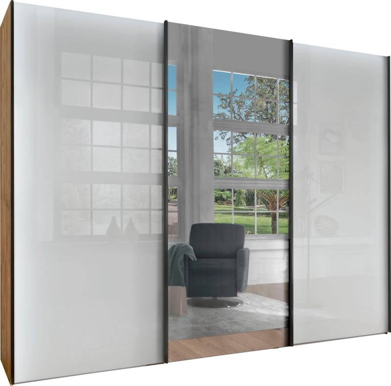 WIEMANN Schwebetürenschrank Monaco, Kleiderschrank, Schrank, Wäscheschrank, mit Schiebetüren (2 Breiten, 2 Höhen 216/236 cm auswählbar, MADE IN GERMANY) hochwertige Glas- und Spiegelfront, variable Inneneinteilung von WIEMANN