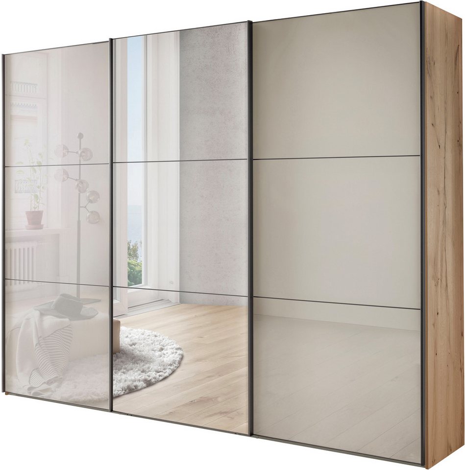 WIEMANN Schwebetürenschrank Phoenix, Made in Germany, modernes Design, Highlight, Blickfang (Viele Farbkombinationen, in 4 Breiten und in 2 Höhen erhältlich) maximaler Staurraum, inkl.Einlegeböden, Wäscheböden u. Dämpfer von WIEMANN