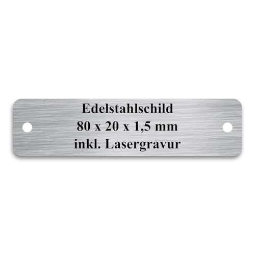 WIENS3D Klingelschild Edelstahl mit Gravur | Namensschild - Türschild - Gartenschild personalisiert für Briefkasten | Büroschild - Grabschild - Bankschild - Stallbox - Hundehütte | (80x20x1,5 mm) von WIENS3D