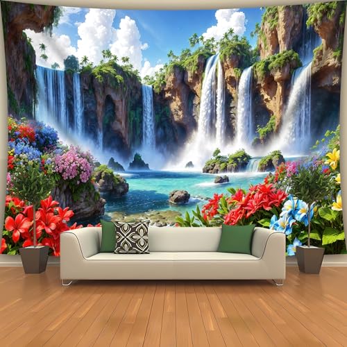 WIERAEM Wald Wandteppich Natur Wasserfall Wasser Wandtuch Groß GrüN Blumen Landschaft Wandbehang Geeignet für Wohnzimmer Schlafzimmer und Arbeitszimmer Dekoration 230X180cm WIERAEM Wald Wandteppich Natur Wasserfall Wasser Wandtuch Groß GrüN Blumen Landschaft Wandbehang Geeignet für Wohnzimmer Schlafzimmer und Arbeitszimmer Dekoration 230X180cm von WIERAEM