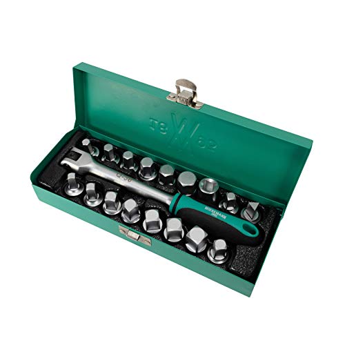 Ölablassschrauben Set 18tlg. für Ölablass-Schrauben inkl. Griff 3/8" extra umfangreich I mit praktischem Metallkoffer von WIESEMANN I 80232 von WIESEMANN 1893