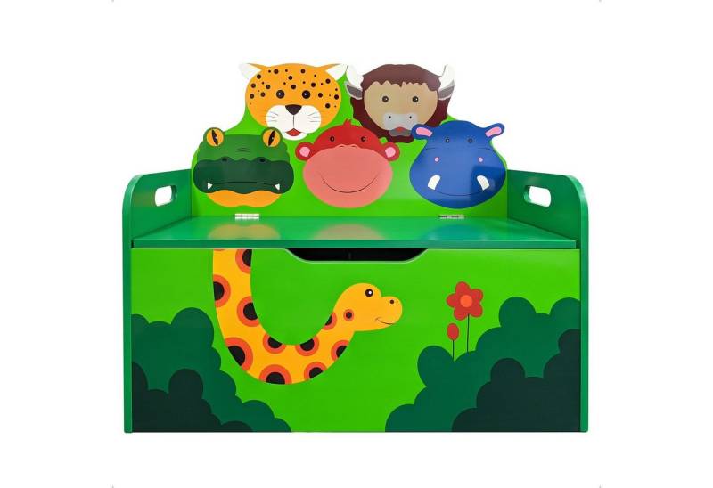 WIESEN.design Truhenbank Kindersitzbank Dschungel, (Klappe mit Softstopp gegen Fingerquetschen), 12mm MDF - Schwergewicht mit 9,3kg, standsicher, gratis Versand von WIESEN.design