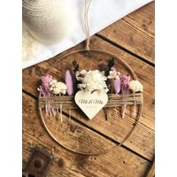 Metallring Frühling I Trockenblumenkranz Creme-Flieder L Gold Personalisiertes Hochzeitsgeschenk Geschenkidee Holzherz Mr&mrs von WIESENWUNDER
