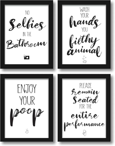 WIETRE Premium 4er-Set lustige Bad WC Sprüche | Badezimmer Toilette Zitate - Deko Bild | Kunstdruck A3 XXL Poster witzig (ohne Rahmen) von WIETRE