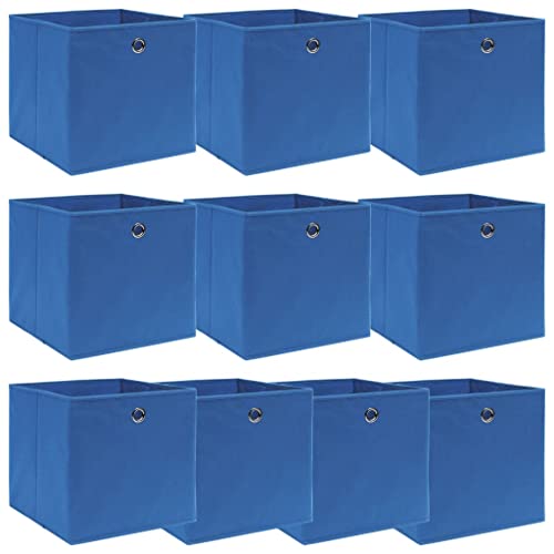 WIFESE 10 Stück Aufbewahrungsbox 32X32X32 cm Faltbox Mit Fingerloch Storage Boxes Faltbarer Organizer Box Aufbewahrung Aufbewahrungskiste Stoff Aufbewahrungsbox Blau Vliesstoff von WIFESE