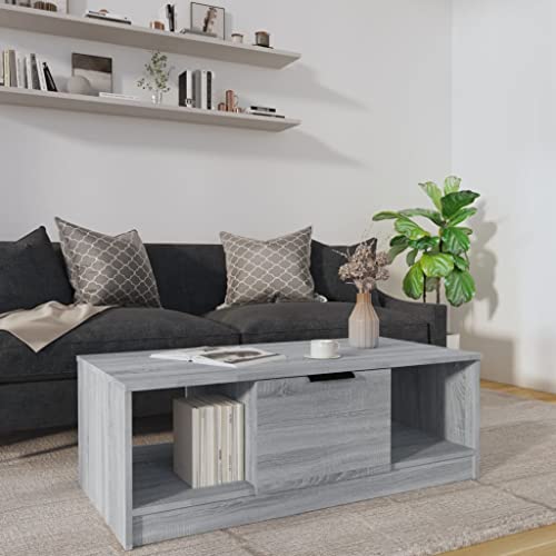 WIFESE 102x50x36 cm Couchtisch Beistelltisch Wohnzimmertisch Kaffeetisch Stilvollen Tisch Vintage Möbel Wohnzimmer Coffee Table Coutischtisch Sofatisch Holzwerkstoff mit 3 Fächern Grau von WIFESE