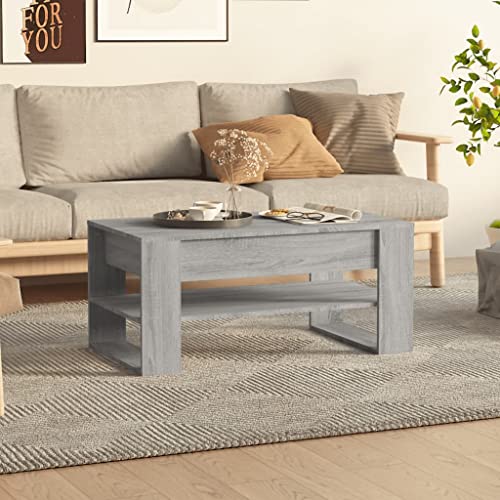 WIFESE 102x55x45 cm Couchtisch Beistelltisch Wohnzimmertisch Kaffeetisch Stilvollen Kleiner Tisch Vintage Möbel Wohnzimmer Coffee Table Coutischtisch Sofatisch Holzwerkstoff mit Regal Grau von WIFESE