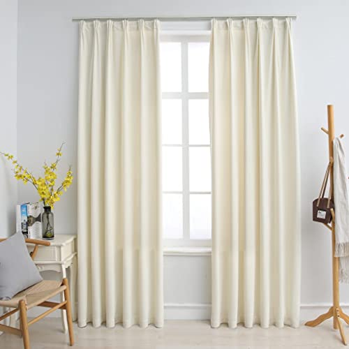 WIFESE 2 Stück Verdunkelungsvorhänge mit Haken 140x175 cm Samt Creme Vorhang Blickdicht Gardine Curtains Wärmeisolierende Vorhänge Fenstervorhänge Vorhang Gardinen Wohnzimmer Polyester von WIFESE