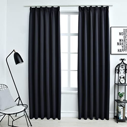 WIFESE 2 Stück Verdunkelungsvorhänge mit Haken 140x245 cm Anthrazit Vorhang Blickdicht Gardine Curtains Wärmeisolierende Vorhänge Fenstervorhänge Gardinen Wohnzimmer Polyester von WIFESE