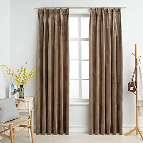 WIFESE 2 Stück Verdunkelungsvorhänge mit Haken 140x245 cm Samt Beige Vorhang Blickdicht Gardine Curtains Wärmeisolierende Vorhänge Fenstervorhänge Gardinen Wohnzimmer Polyester von WIFESE