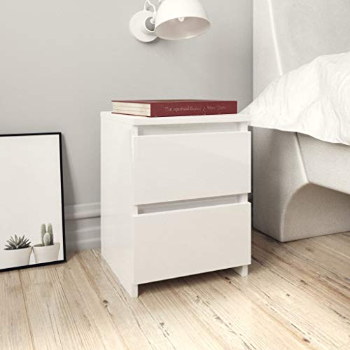 WIFESE 2er Set Nachttisch mit 2 Schubladen 30x30x40 cm Nachtkästchen Nachtschrank Boxspringbett Nachtkommode Bedside Table Beistelltisch Hochglanz Weiß Nachttischschränke Kommode Holzwerkstoff von WIFESE