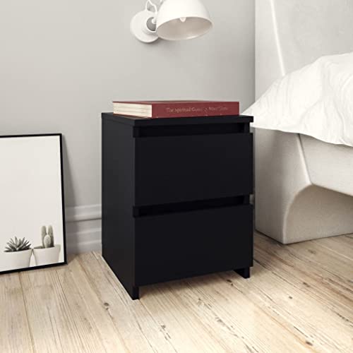 WIFESE 2er Set Nachttisch mit 2 Schubladen 30x30x40 cm Nachtkästchen Nachtschrank Boxspringbett Nachtkommode Bedside Table Beistelltisch Schwarz Nachttischschränke Kommode Holzwerkstoff von WIFESE