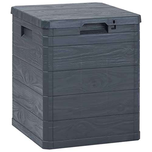 WIFESE 42,5x44x50 cm Garten Aufbewahrungsbox 90 L Gartentruhe Auflagenbox Kissenbox Box mit Deckel Outdoor Gartenboxen Abschließbare Box Storage Boxes Gartenschrank Anthrazit Kunststoff Holzoptik von WIFESE