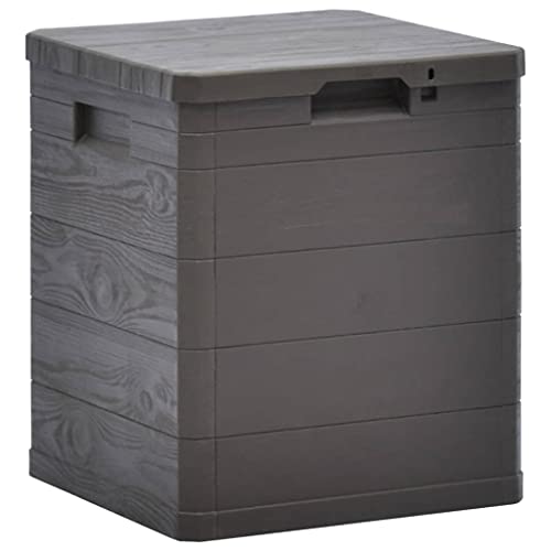 WIFESE 42,5x44x50 cm Garten Aufbewahrungsbox 90 L Gartentruhe Auflagenbox Kissenbox Gartenboxen Abschließbare Box Storage Boxes Gartenschrank Braun Kunststoff Holzoptik von WIFESE