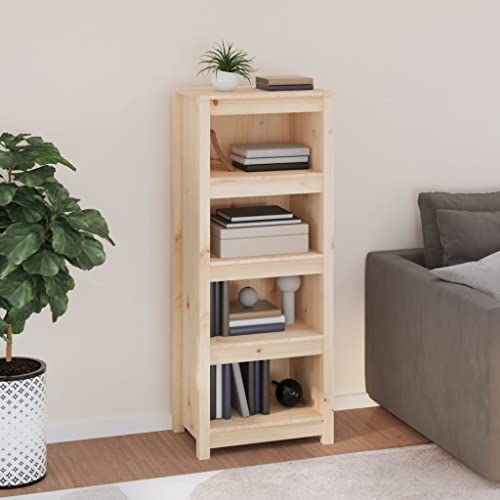 WIFESE 50x35x125,5 cm Bücherregal mit 4 Fächern Lagerregal Regale Aufbewahrungsregal Holzregal Standregal Bücherschrank Regal Holz Bookshelf für Schlafzimmer Arbeitszimmer Braun Massivholz Kiefer von WIFESE