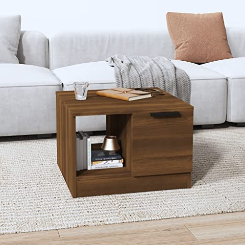 WIFESE 50x50x36 cm Couchtisch Beistelltisch Wohnzimmertisch Kaffeetisch Stilvollen Tisch Vintage Möbel Wohnzimmer Coffee Table Coutischtisch Sofatisch Braun Eiche Holzwerkstoff mit 2 Fächern von WIFESE