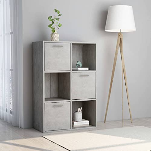 WIFESE 60x29,5x90 cm Lagerschrank Bücherregal Sideboard mit 6 Fächern Lagerregal Regale Holzregal Bookshelf Aufbewahrungsregal Bücherschrank für Schlafzimmer Arbeitszimmer Betongrau Holzwerkstoff von WIFESE