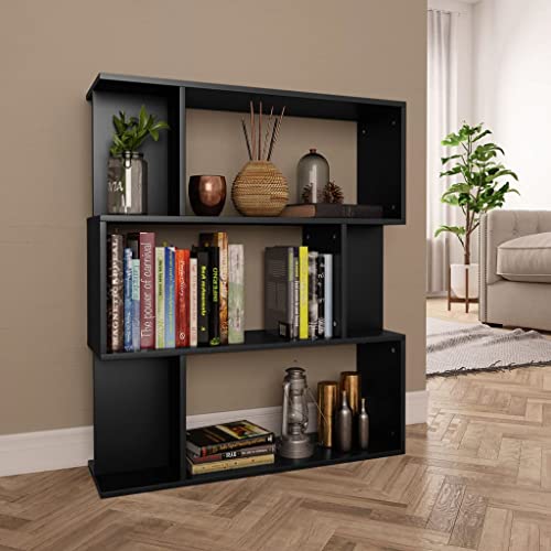 WIFESE 80x24x96 cm Bücherregal Raumteiler mit 9 Fächern Lagerregal Regale Holzregal Standregal Bookshelf Aufbewahrungsregal Bücherschrank für Schlafzimmer Arbeitszimmer Schwarz Holzwerkstoff von WIFESE