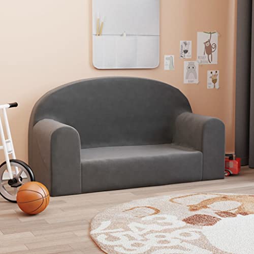 WIFESE 84x34x45,5 cm 2-Sitzer Kindersofa Anthrazit Weich Plüsch Schlafcouch Kinderzimmer MöBel Mini Sofa 2 Sitzer Sofas & Couches Kinder Sofa Kindercouch Kinder Sessel Kleine Couch Kreisbogen von WIFESE