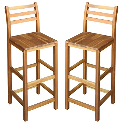 WIFESE Barhocker Massivholz Akazie 2 STK. Barhocker 2er Set KüChenstüHle EsszimmerstüHle Barhocker Mit Lehne Holzhocker KüCheninsel Barstuhl Barhocker Holz KüChenstuhl Bar Stool von WIFESE
