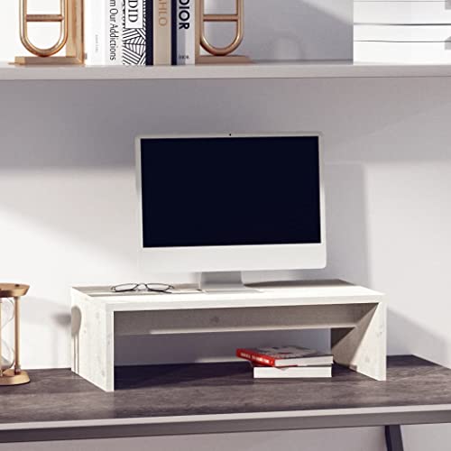 WIFESE BildschirmerhöHung MonitorerhöHung Monitor StäNder Monitor ErhöHung Bildschirm ErhöHung FüR Schreibtisch Tv ErhöHung Monitor Tisch 50x27x15 cm Monitorständer Weiß Massivholz Kiefer von WIFESE