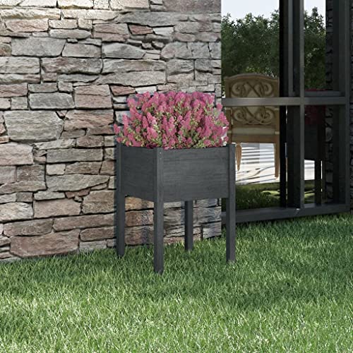 WIFESE Blumentopf 50x50x70 cm Pflanzkübel Grau Massivholz Kiefer Hochbeet Blumentopf Gross PflanzküBel Groß AußEn BlumentöPfe Pflanzentopf Blumentopf Hochbeet Balkon PflanzküBel Hoch Quadrat von WIFESE