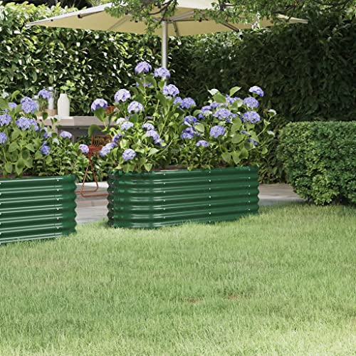WIFESE Blumentopf Pflanzkübel Pulverbeschichteter Stahl 114x40x36 cm Grün Hochbeet Blumentopf Gross Hochbeet Metall PflanzküBel Groß AußEn BlumentöPfe Plant Box Flower Pot Pflanzgefäß für Patios von WIFESE