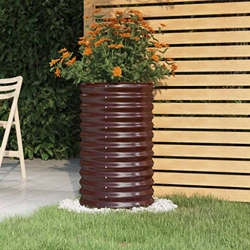 WIFESE Blumentopf Pflanzkübel Pulverbeschichteter Stahl 40x40x68 cm Braun Hochbeet Blumentopf Gross Hochbeet Metall PflanzküBel Groß AußEn BlumentöPfe Plant Box Blumenkasten für Gärten&Gemüsebett von WIFESE