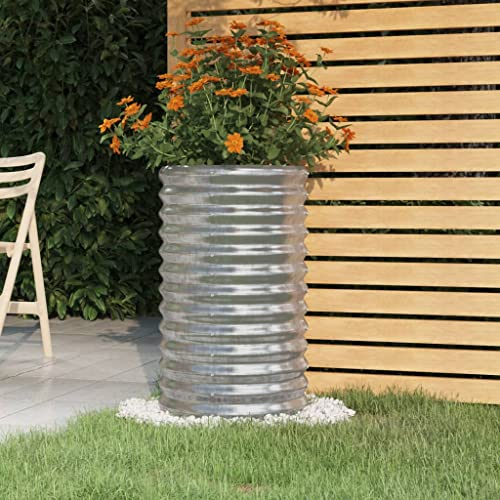 WIFESE Blumentopf Pflanzkübel Pulverbeschichteter Stahl 40x40x68 cm Silber Blumentopf Gross Hochbeet Metall PflanzküBel Groß AußEn BlumentöPfe Plant Box Pflanzgefäß für Patios, Gemüsebett von WIFESE