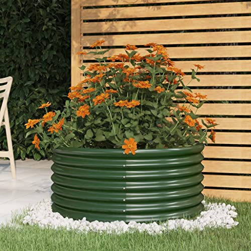 WIFESE Blumentopf Pflanzkübel Pulverbeschichteter Stahl 80x80x36 cm Grün Hochbeet Blumentopf Gross Hochbeet Metall PflanzküBel Groß AußEn BlumentöPfe Plant Box Blumenkasten für Gärten&Gemüsebett von WIFESE