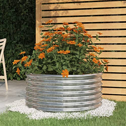 WIFESE Blumentopf Pflanzkübel Pulverbeschichteter Stahl 80x80x36 cm Silber Blumentopf Gross Hochbeet Metall PflanzküBel Groß AußEn BlumentöPfe Plant Box Pflanzgefäß für Patios, Gemüsebett von WIFESE