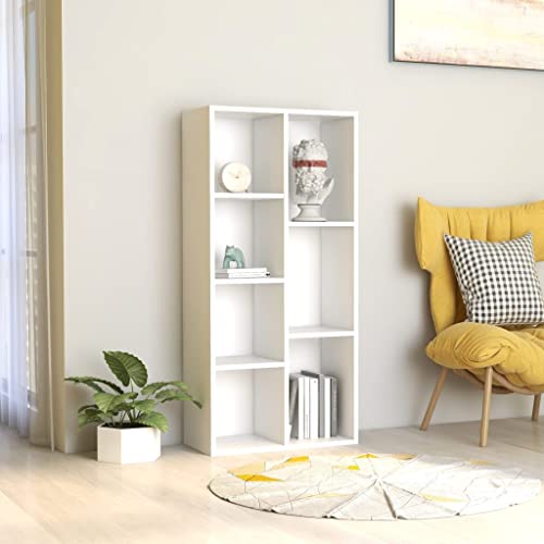 WIFESE Bücherregal 50x25x106 cm 7 Fächer Würfelregal Holzregal Standregal Bookshelf Aufbewahrungsregal Raumteiler Regale Lagerregal Aktenregal Regal für Wohnzimmer Büro Holzwerkstoff Weiß von WIFESE