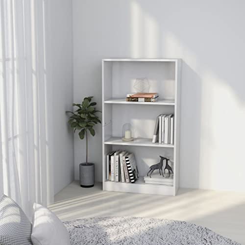 WIFESE Bücherregal 60x24x109 cm 3 Fächer Würfelregal Holzregal Standregal Bookshelf Aufbewahrungsregal Raumteiler Lagerregal Aktenregal Regal für Wohnzimmer Büro Holzwerkstoff Weiß von WIFESE