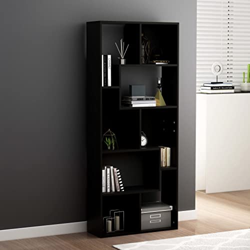 WIFESE Bücherregal 67x24x161 cm Würfelregal Holzregal Bookshelf Raumteiler Regale Lagerregal Aufbewahrungsregal Aktenregal Hochschrank Regal für Wohnzimmer Büro Holzwerkstoff Schwarz von WIFESE