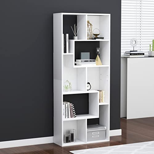 WIFESE Bücherregal 67x24x161 cm Würfelregal Holzregal Bookshelf Raumteiler Regale Lagerregal Aufbewahrungsregal Aktenregal Hochschrank Regal für Wohnzimmer Büro Holzwerkstoff Weiß von WIFESE